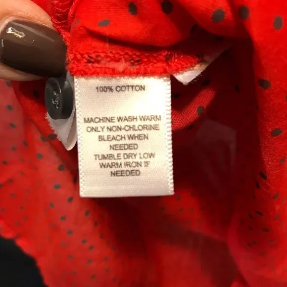 THE LOFT Orange + Gray Polka Dot Blouse Small - Picture 5 of 7